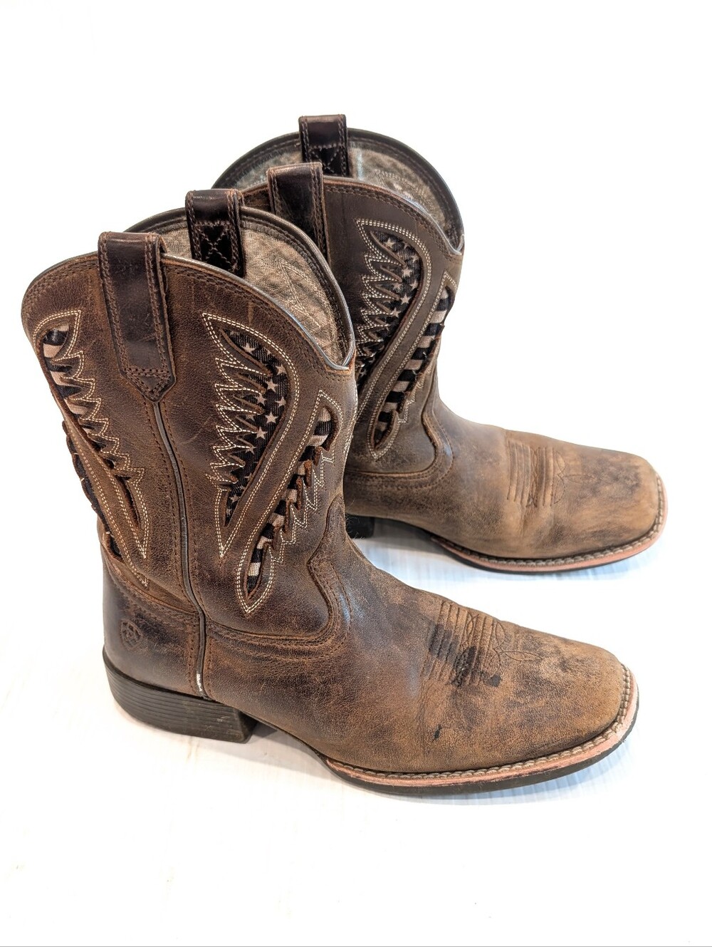 ARIAT Kids Distressed Brown Leather Western Cowboy Boots Size 3